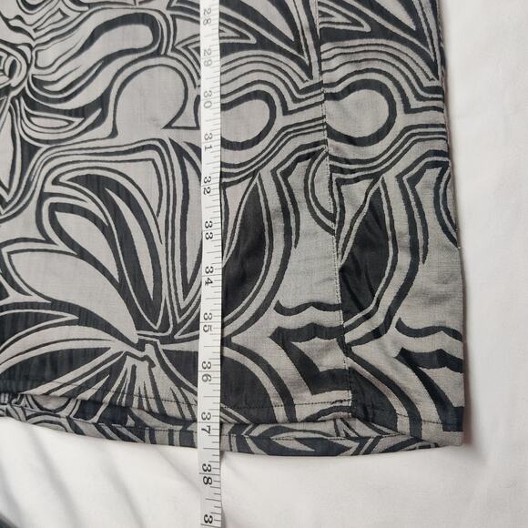 Magaschoni Silk Cotton Artsy Gray Floral Swirl Shift Dress Medium Lagenlook - Picture 11 of 11